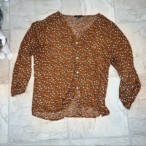 Rust Cheetah Print Work Top